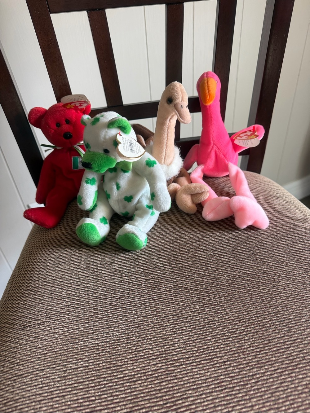 Ty Plush Flamingo and Friends Set - Bright Pink, Red, Green, Cream